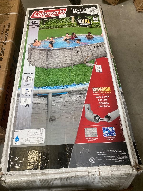 Photo 1 of Coleman Power Steel 16 Ft. X 10 Ft. X 42 in. Oval Metal Frame Above Ground Pool Set
