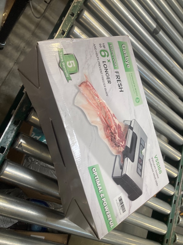 Photo 1 of Gasbye Vacuum Sealer Machine, 95kPa Food Sealer with Double Heat Seal for Dry/Moist Food, Easy-lock Handle, Built-in Bag Storage & Cutter, Progress Display, Removable Drip Tray, Silver