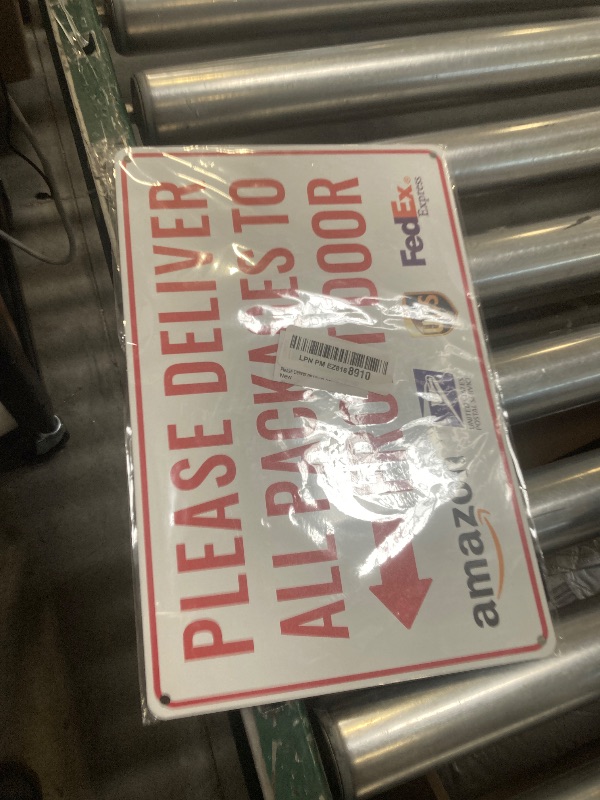 Photo 1 of Please Deliver All Packages to Front Door Left Arrow - Bestylez Delivery Sign for Outdoor Use 12" * 8" (146)