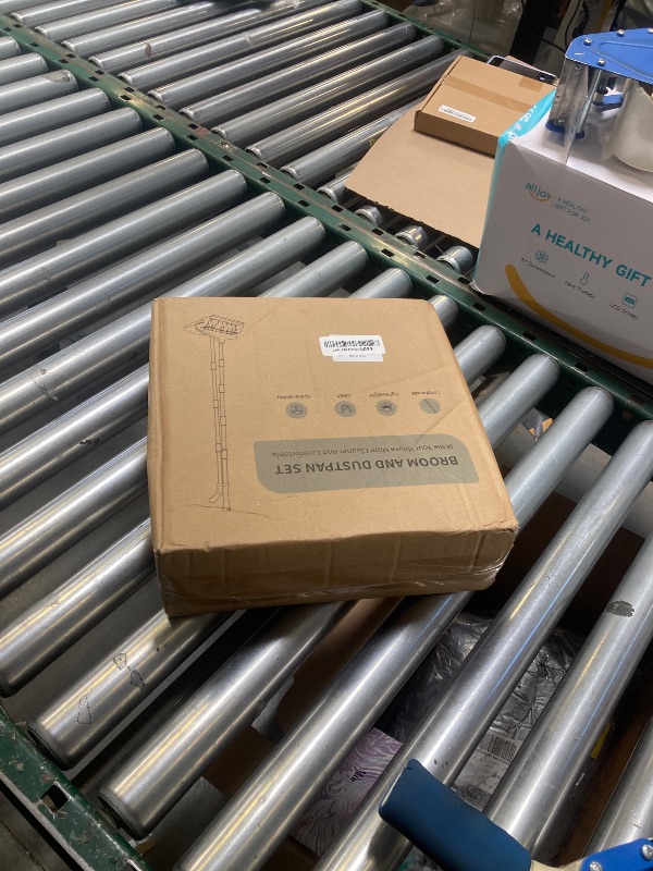 Photo 1 of Broom with Dustpan Combo Set 54" Long Handle Adjustable Length Stainless Steel Broomstick Standing Dust Pan and Broom Set for Office Home Kitchen Lobby Floor Cleaning (Red and Black)