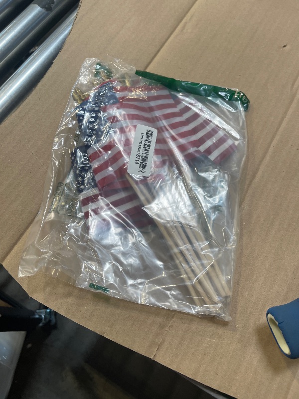 Photo 1 of 12 Pack Small American Flags on Stick Small US Flags/Mini American Flags for Outside 4x6 Inch American Hand Held Stick Flags with Kid-Safe Spear Top, Patriotic Veterans Day Decorations, 4th of July Decorations