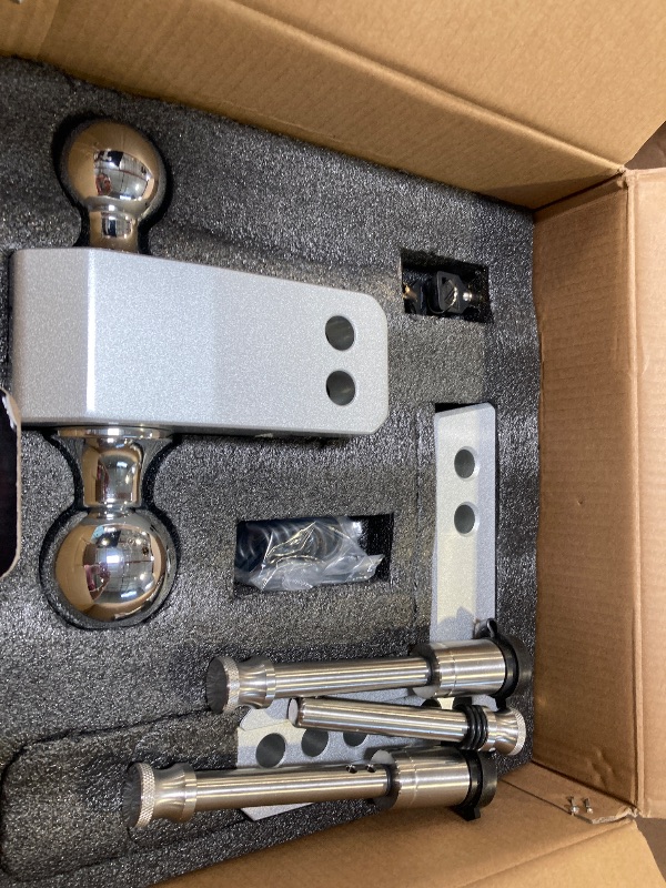 Photo 1 of METOWARE Adjustable Trailer Hitch - Aluminum Tow Hitch Fits 2-Inch Receiver - Heavy Duty Drop Hitch with 4-Inch Drop/Rise for Truck (14,000 LBS GTW), Double Stainless Steel Locks & Hitch Pin
