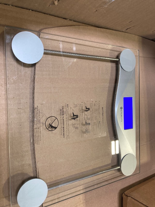 Photo 1 of Etekcity Digital Body Weight Bathroom Scale, Large Blue LCD Backlight Display, High Precision Measurements,6mm Tempered Glass, 400 Pounds