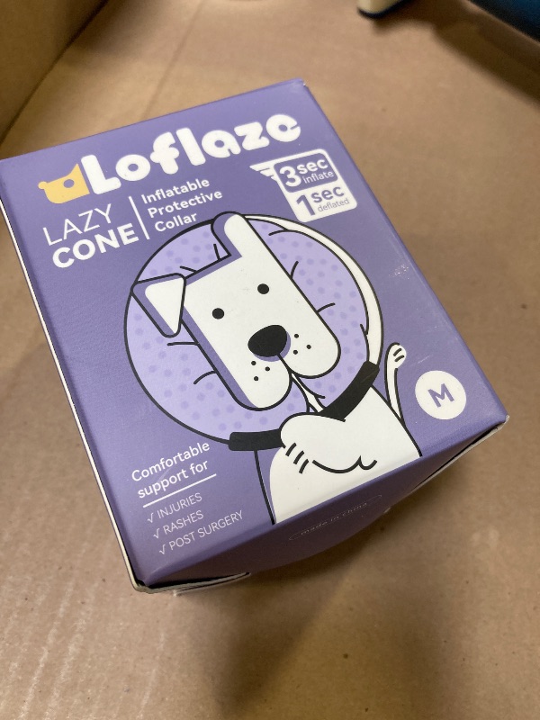 Photo 1 of Loflaze Soft Inflatable Dog Cone Collar for Small Medium Large Dogs - Neck Donut E Collar Alternative for Recovery After Surgery - Grey M