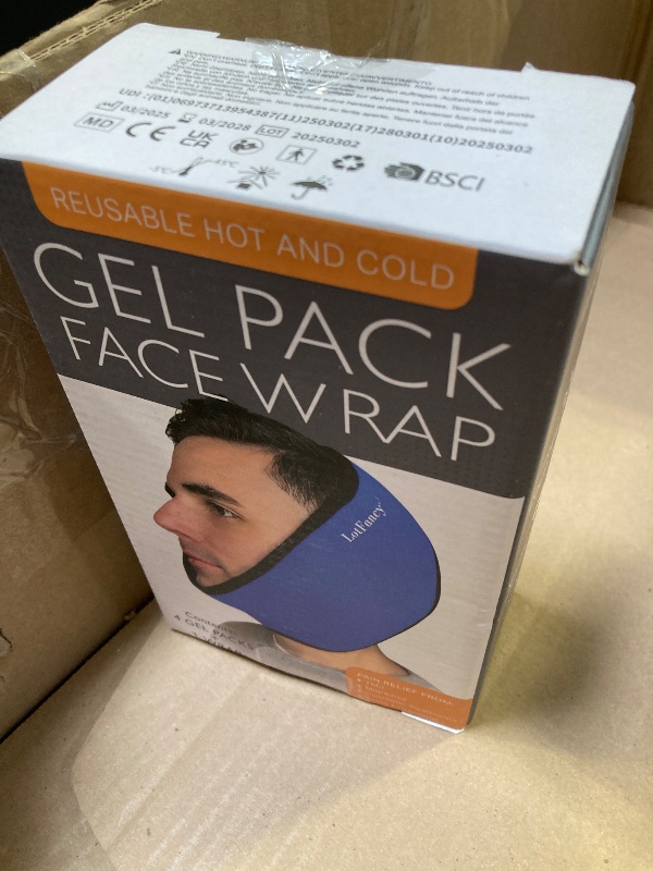 Photo 1 of LotFancy Face Ice Pack Wrap for TMJ, Wisdom Teeth, with 4 Reusable Hot Cold Therapy Gel Packs, Pain Relief for Head, Oral and Facial Surgery, Dental Implants, Blue