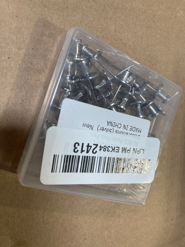 Photo 1 of 20 PCS Picture Hanger Nails, Double Headed Push Pins Hooks Thumbtacks for Wall Hangings Picture, Decorative Small Hook Pins for Drywall Cork Board Home Office Photo Decorations (Silver)