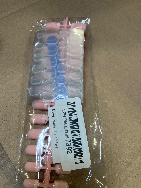 Photo 1 of Yokilly Natural French Acrylic False Nails Kit Including 12 Different Size Short Press on False Nails,Pink White Nails Tips Sets with Nail Glue Stickers,Files and Stick 