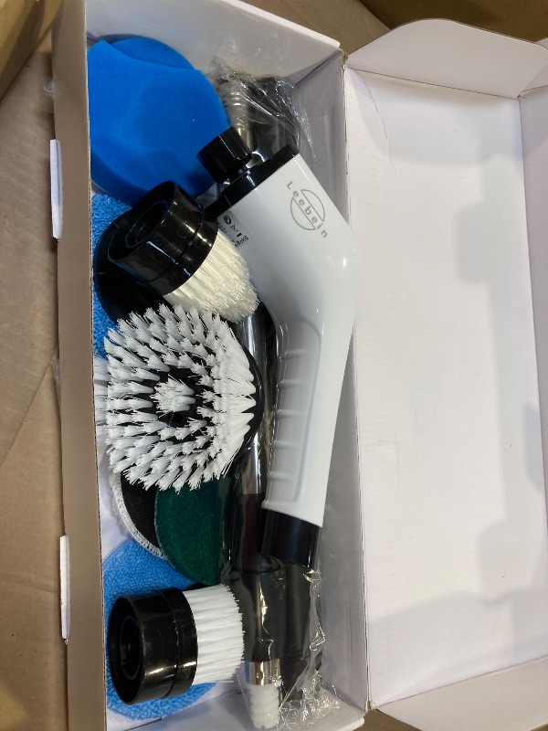Photo 1 of Leebein Electric Spin Scrubber, Cordless Cleaning Brush with 8 Replaceable Brush Heads, Tub and Floor Tile 360 Power Scrubber Dual Speed with Adjustable & Detachable Handle for Bathroom Kitchen Car