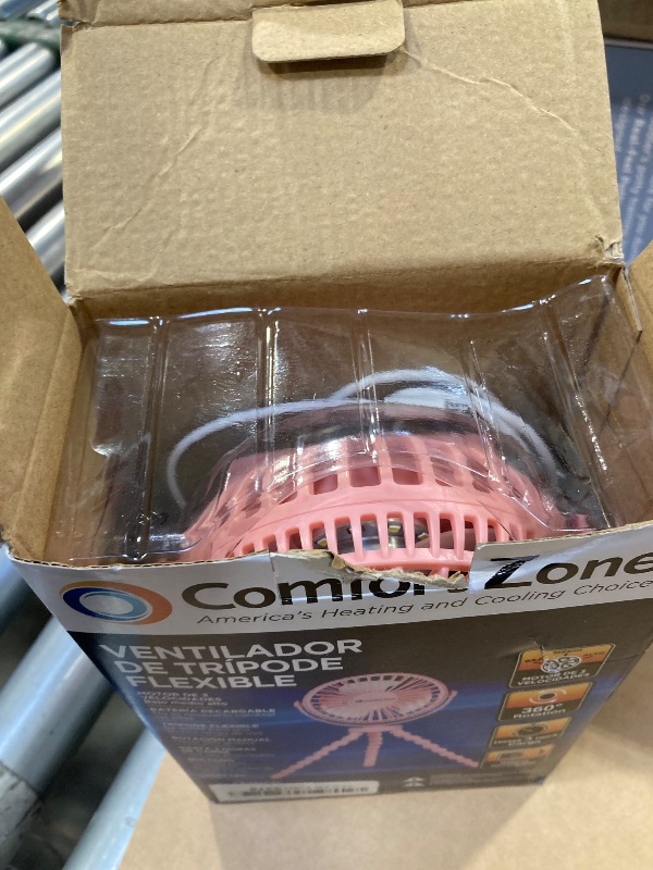 Photo 1 of Comfort Zone Portable Stroller Fan, 3 Speed Rechargeable Battery Clip on Fan, 360 Degree Flexible Tripod Cooling Fan, Secure Hold, Ideal for Strollers, Car Seats, Cribs, or Treadmills, Pink