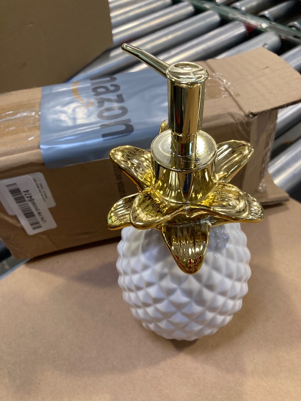 Photo 1 of SKL Home Gilded Pineapple Soap Dispenser, White/Gold
