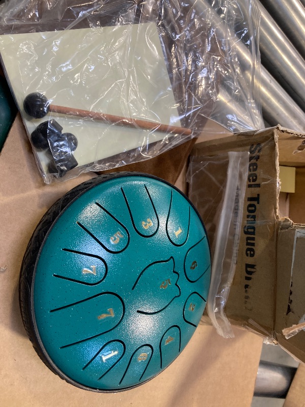 Photo 1 of 6in  Rain Drum for Outside Garden,Steel Tongue Drum 6 Inche 11 Note Steel Drums Rain Chime,with Soft Bag,Music Book,2 Mallets(green)