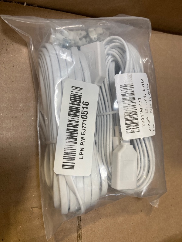 Photo 1 of 2-Pack 30ft Power Extension Cable Compatible with Wyze Cam v4,Wyze Cam Pan v3,Wyze OG,Wyze Cam v3 and v3 Pro Security Cameras - 9m Long Flat USB Male to Female Charging Cord, White