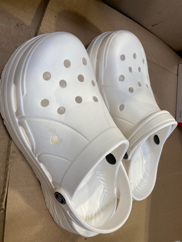 Photo 1 of Thick Sole Platform Clogs for Women, Ultra Lightweight Garden Shoes for Girls, Summer Sandals Slip Resilient Arch Support Comfy Waterproof Casual Slip-on Slides Outdoor Beach Slippers Closed Toe Mules (White, Adult, Women, 8, Numeric Range, US Footwear Si