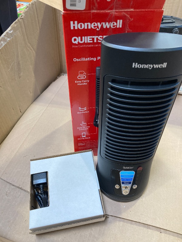 Photo 1 of Honeywell HTF210B QuietSet Personal Table Fan, Black – Oscillating Personal Fan with Quiet Operation and 4 Levels of Power and Sound