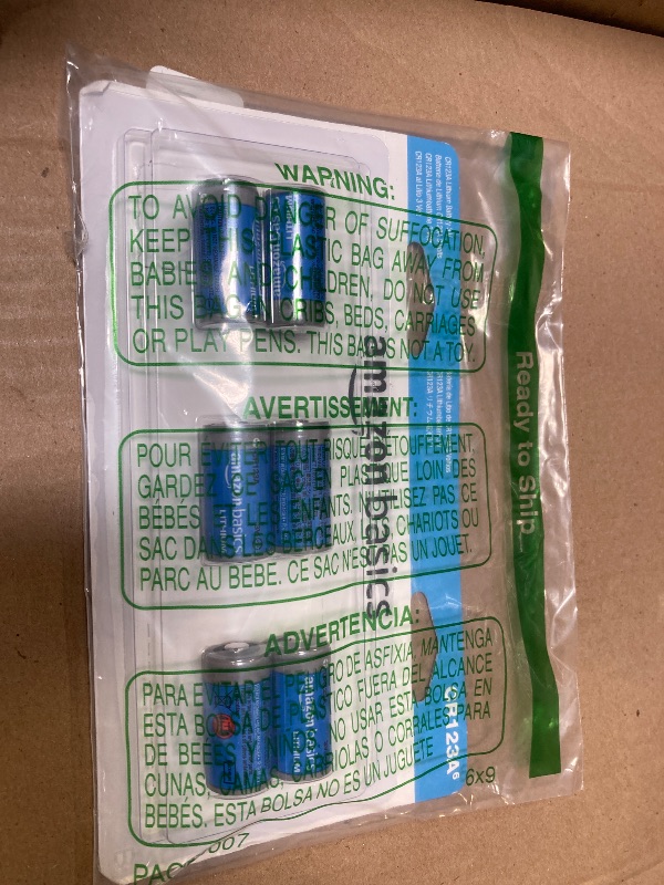 Photo 1 of Amazon Basics 6-Pack Non-Rechargeable CR123A Lithium Batteries, 3 Volt 