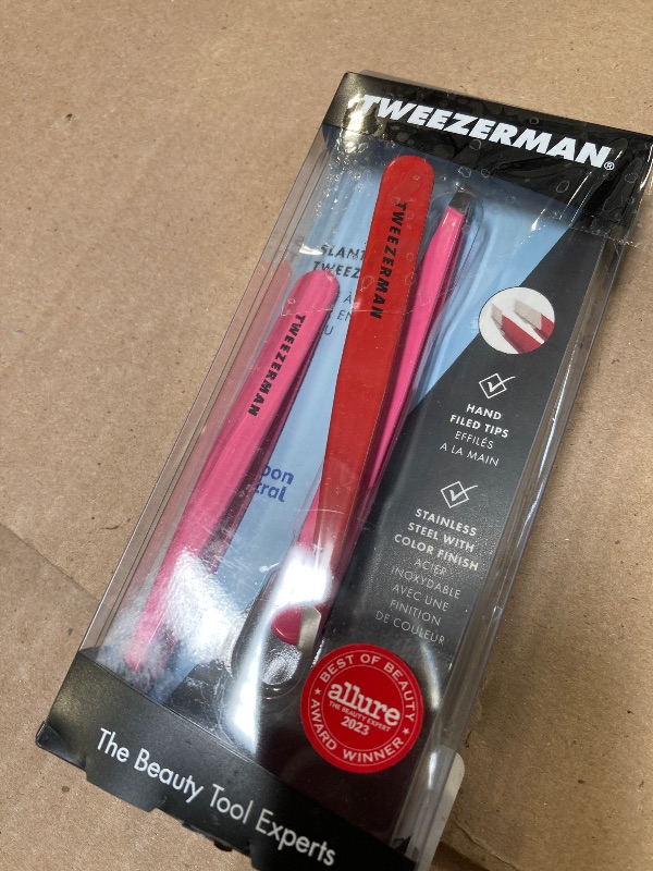 Photo 1 of 3pcs Tweezerman Stainless Steel Slant Tweezer - Eyebrow Tweezers for Women and Men  