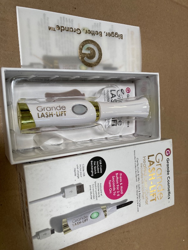 Photo 1 of Grande Cosmetics LASH-LIFT Heated Lash Curler, Rechargeable and Travel Friendly, 2 Heat Settings, White