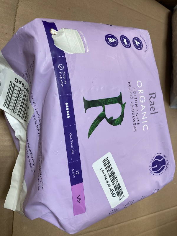 Photo 1 of Rael Disposable Underwear for Women, Organic Cotton Cover - Incontinence Pads, Postpartum Essentials, Disposable Underwear, Unscented, Maximum Coverage (Size S-M, 12 Count)