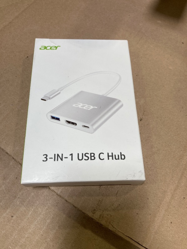 Photo 1 of Acer USB C to HDMI Adapter, 4K USB C Hub with 100W PD, USBA 3.0 Port, HDMI to USBC Multiport Digital AV Converter for MacBook Pro/Air, iPad, Tablets, Switch, TV, Monitor and More (Silver)