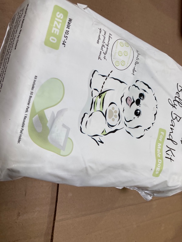Photo 1 of WICKEDPUP Male Dog Belly Band Kit, 50 Diaper Pads & 1 Reusable Male Wrap (Size 0 (10.5"-14" Waist))