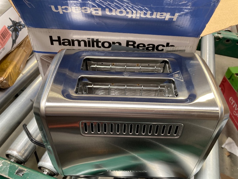 Photo 1 of Hamilton Beach 2 Slice Toaster with Extra-Wide Slots, Bagel Setting, Toast Boost, Slide-Out Crumb Tray, Auto-Shutoff & Cancel Button, Defrost Function, Stainless Steel (22794)