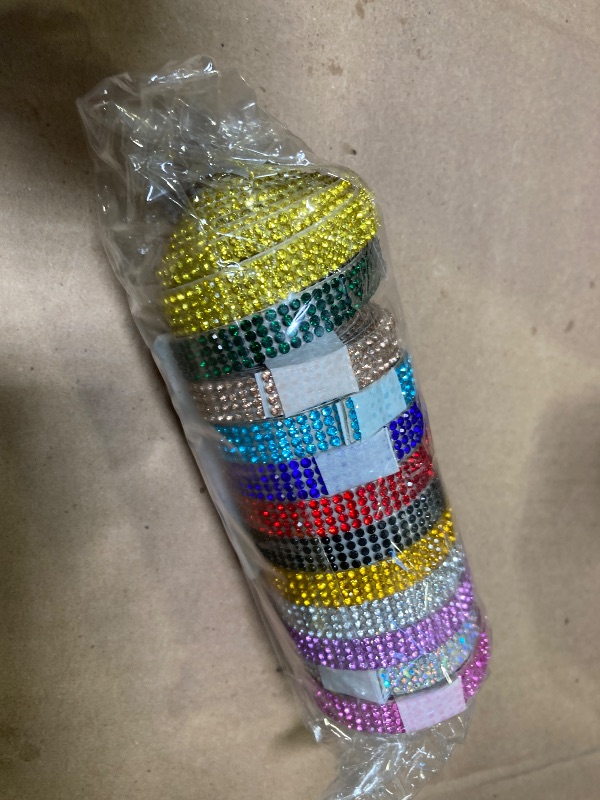 Photo 1 of 12 Rolls Crystal Rhinestone Ribbon Self Adhesive Diamond Rhinestone Strips for DIY Crafts Stickers, Bling Crystal Diamond Tape Adhesive for Wedding Birthday Graduation Gift Party Decorations,12 Yards