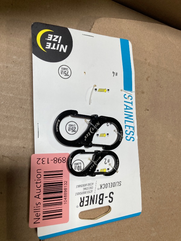 Photo 1 of 2pcs only ---Nite Ize S-Biner SlideLock Stainless Steel Dual Locking Carabiner - S-Biner Key Holder with Locking Gate - Carabiner Organizer for Keys & Camping Accessories - Assorted Sizes, Black 