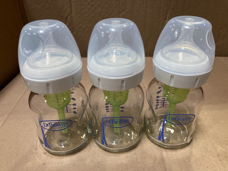 Photo 1 of Dr. Brown's Natural Flow Anti-Colic Options+ Wide-Neck Glass Baby Bottles.