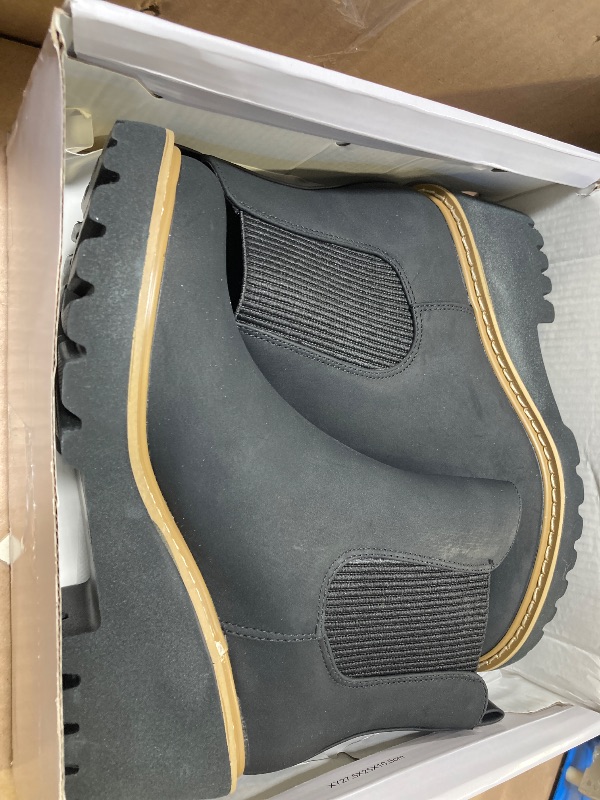 Photo 1 of 6--DREAM PAIRS Women's Wedge Chelsea Ankle Boots Fashion Round Toe Low Wedge Heel Platform Booties Shoes,Size 6,Black-Nubuck,SDAB2403W