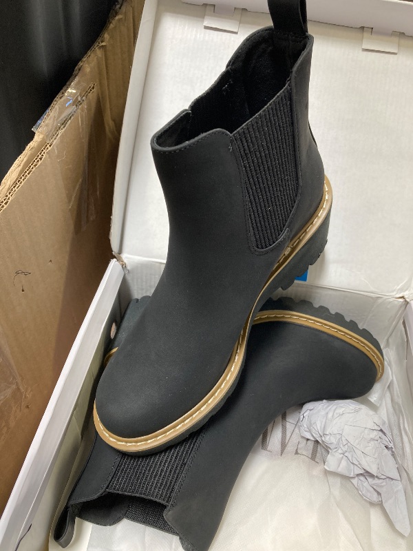 Photo 1 of 6--DREAM PAIRS Women's Wedge Chelsea Ankle Boots Fashion Round Toe Low Wedge Heel Platform Booties Shoes,Size 6,Black-Nubuck,SDAB2403W