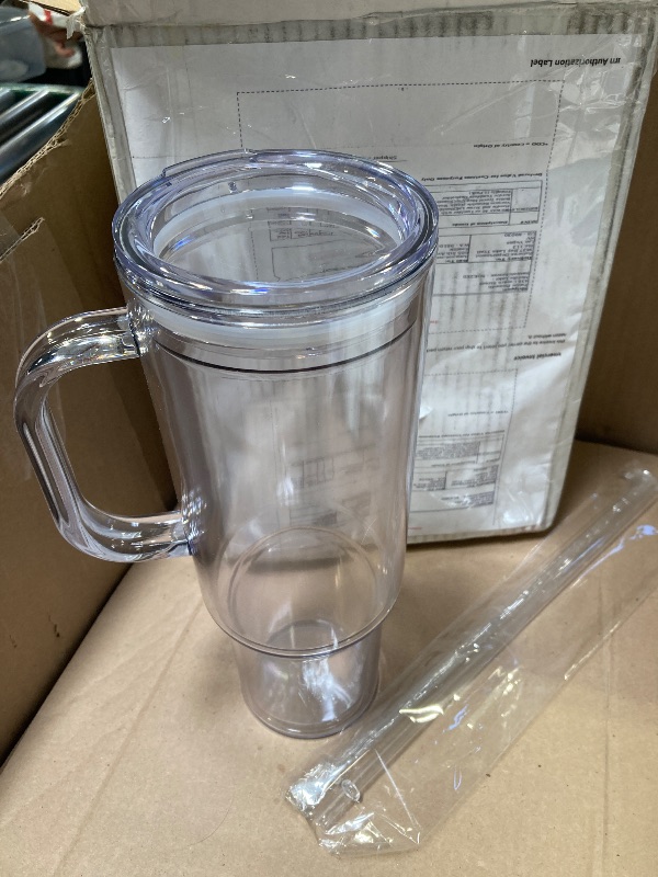 Photo 1 of MEWAY 40 oz Tumbler with Handle and Straw Lid?Double Wall Vacuum Reusable plastic Water Bottle Travel Mug Cup?Classic Acrylic Tumblers Cupholder Friendly 