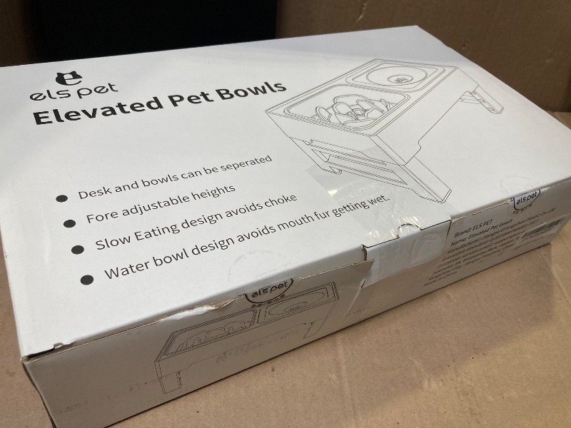 Photo 1 of ELS PET Elevated Dog Bowls, Adjustable Raised Dog Bowls with No Spill Dog Water Bowl and Stainless Steel/Slow Feeder, Stand for Small Medium Large Dogs,Cats & Pets (Plastic)