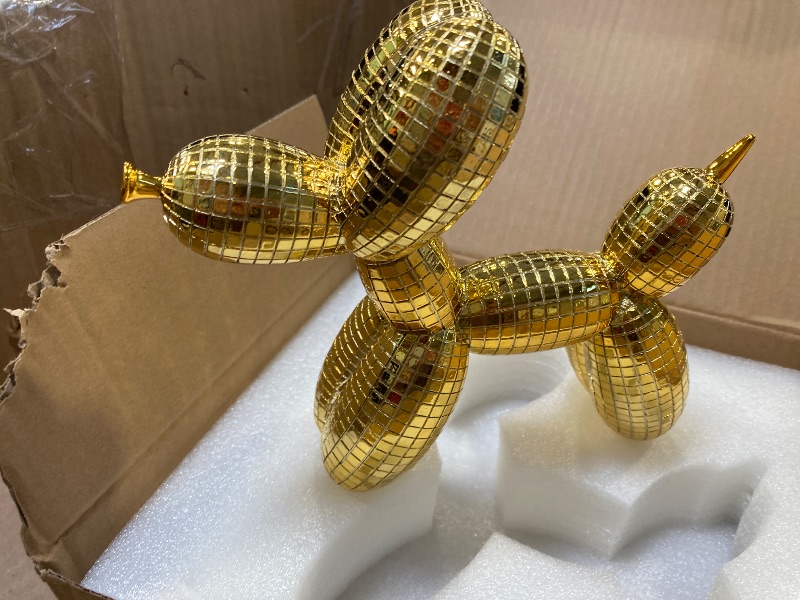 Photo 1 of BOIHEGU Disco Gold Balloon Dog Statue - 7 inch Electroplate Vibrant Color Disco Dog Party Table Decor, Cool Stuff for Shelves, Gold Accent Decor for Retro Home Table Living Room