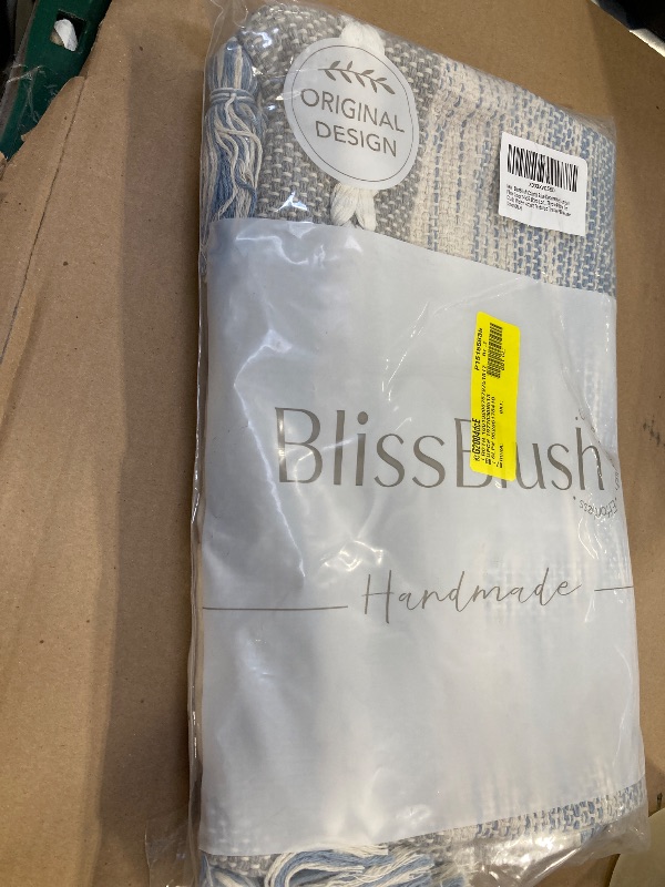 Photo 1 of BlissBlush Coastal Blue Decorative Lumbar Pillow Cover 14x36, Boho Lon... Throw Pillow for Couch, Modern Accent Textured Throw Pillowcase------------ (Cover ONLY)