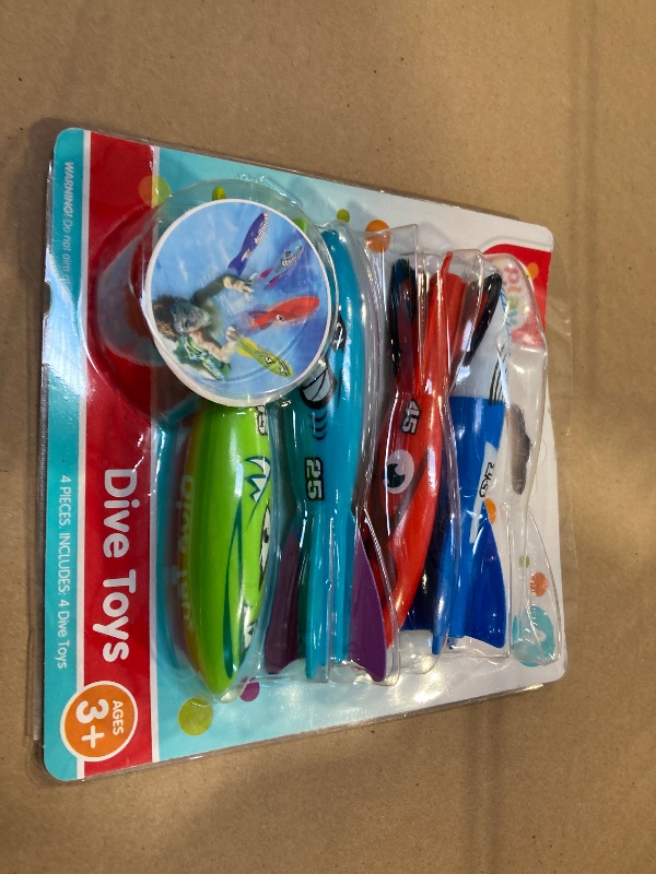 Photo 1 of Play Day Diving Torpedoes 4-Pack Kids Pool Dive Toys Underwater Summer Family Fun Ages 3+
