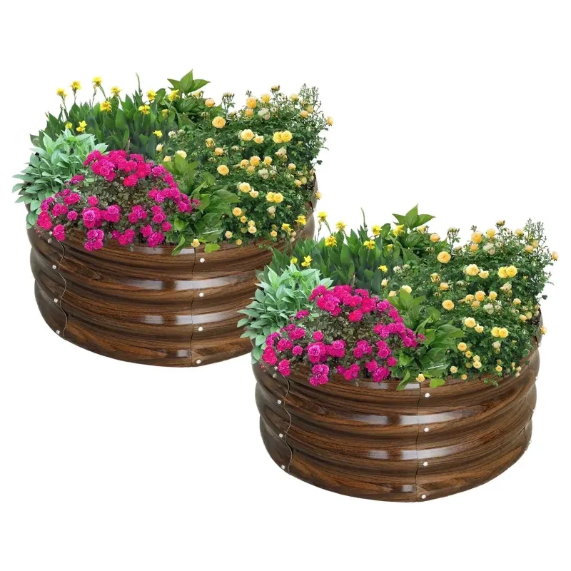 Photo 1 of SnugNiture Galvanized Raised Garden Bed, 2Pcs 23.6x11.8 in Outdoor Raised Beds Kit for Vegetables and Flowers, Brown smalls