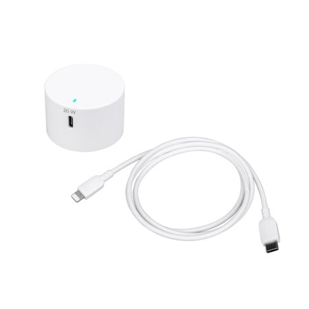 Photo 1 of Onn. 20W Power Delivery Wall Charging Kit with Lightning to USB-C Cable White
