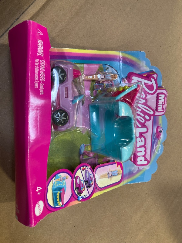 Photo 1 of Barbie Mini BarbieLand Playsets with Toy Vehicle & 1.5-inch Doll, SUV with Color-Change Surprise & Tent Accessory