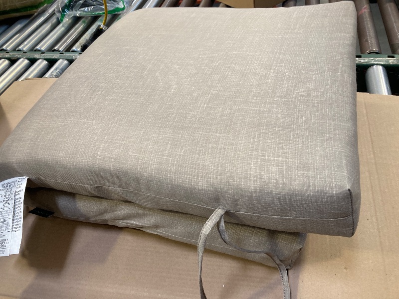 Photo 1 of Arden Selections earthFIBER Outdoor Dining Chair Cushion, 20 x 20, Water Repellent, Fade Resistant, 1-Piece Cushion for Dining Chairs 20 x 20, Sandbar Taupe Texture