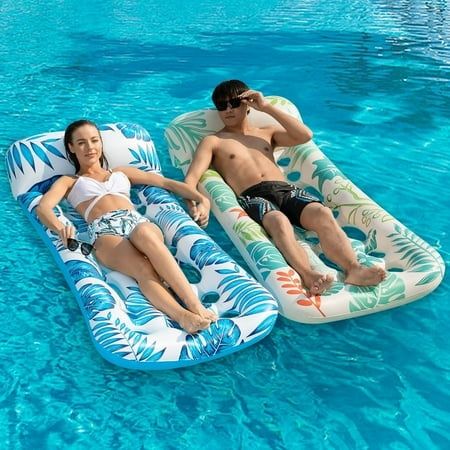 Photo 1 of Inflatable Pool Float Lounge 2Pack Pool Floaties Rafts for Adults Floating Pool Lounger Sun Tanning Floats Cool Water Floaty for Swimming Pool Lake F
