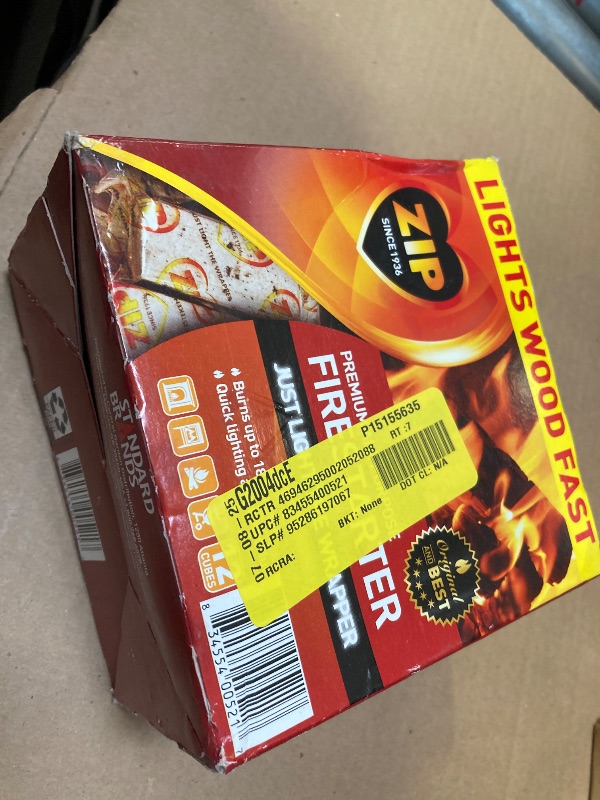 Photo 1 of ZIP All Purpose for Outdoor and Indoor Long Burn Time Instant Light Fire Starter Ideal for Barbecue, Grilling, Camping, Hunting, Fishing, Tailgating, Firepits, Fireplace, Stove, Bonfires, Heating 12pk