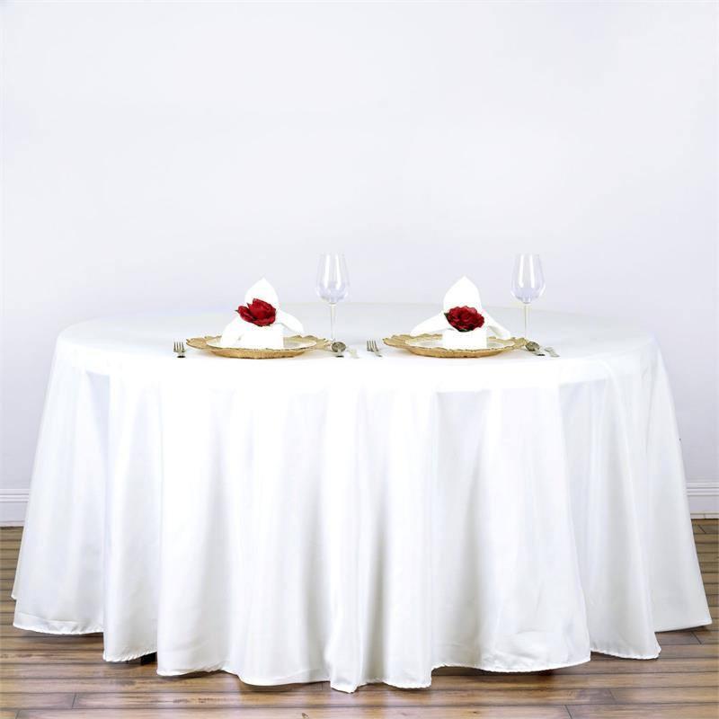 Photo 1 of BalsaCircle 120 White Round Polyester Tablecloth Wedding Table Linens
