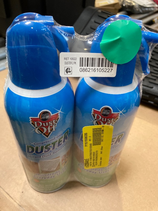 Photo 1 of DUST-OFF(R) Compressed Gas Duster, 2 pk, 8.50 Inch x 5.00 Inch x 2.60 Inch, Clear