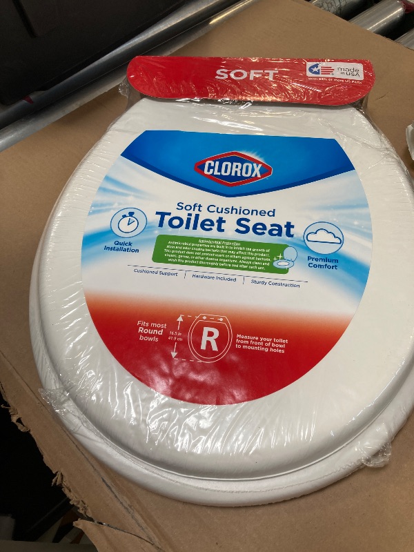 Photo 1 of Clorox Cushioned vinyl White Round Padded Toilet Seat