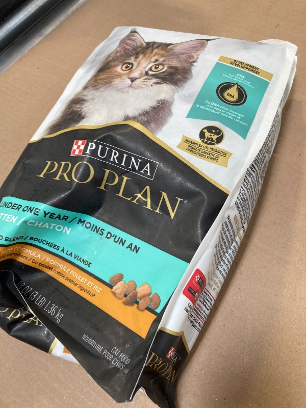 Photo 1 of exp date 05/2026---Purina Pro Plan With Probiotics, High Protein Dry Kitten Food, Shredded Blend Chicken & Rice Formula - 3 lb. Bag