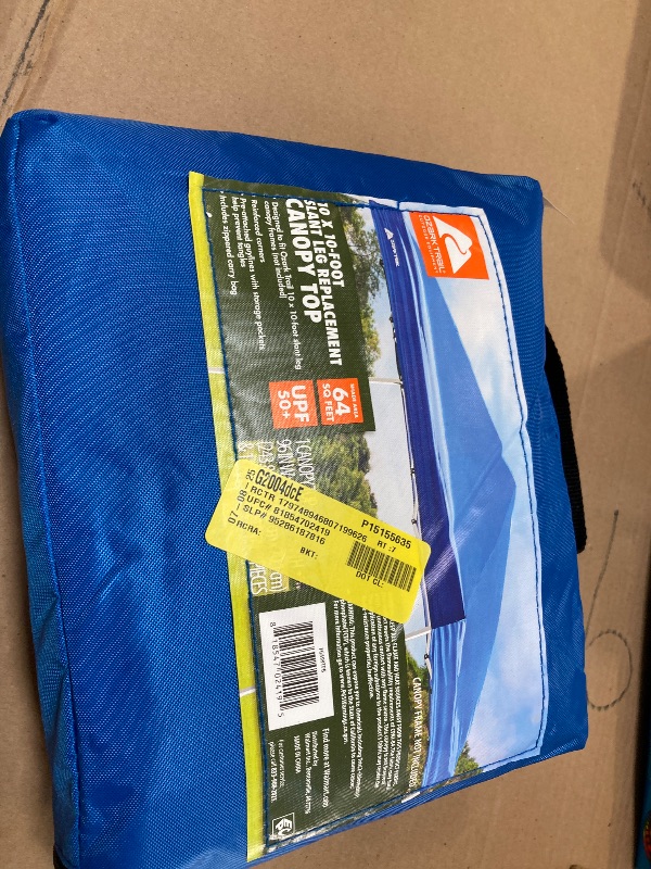 Photo 1 of Ozark Trail 10 X 10 Instant Slant Leg Pop-up Canopy Replacement Top Outdoor Shading Cover for Camping Blue

