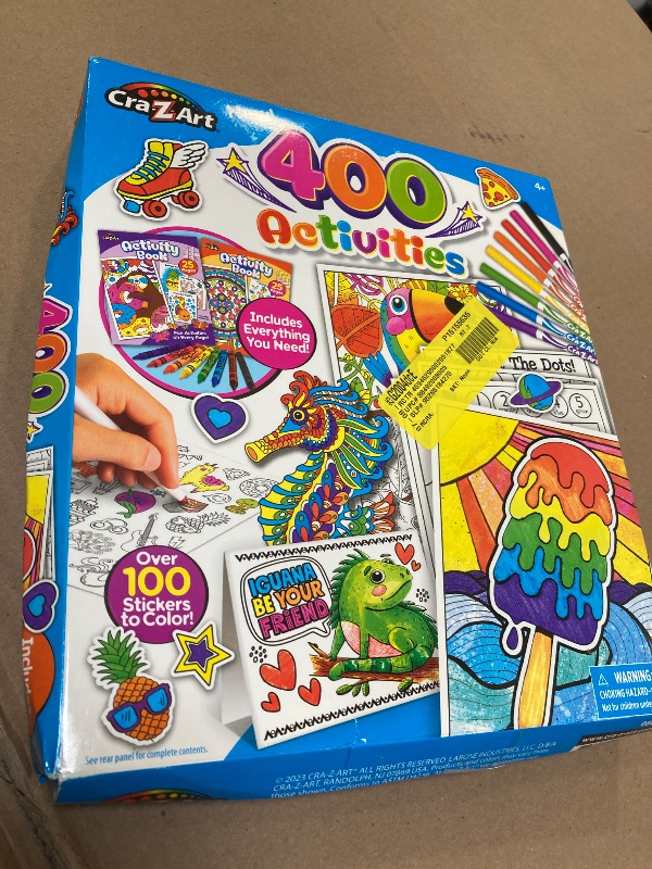 Photo 1 of Cra-Z-Art 400 Craft Activities Travel Activity Playset with 100s of Stickers, 8 Crayons, 8 Markers, 2 Activity Books for Girls and Boys Ages 4 and Up
