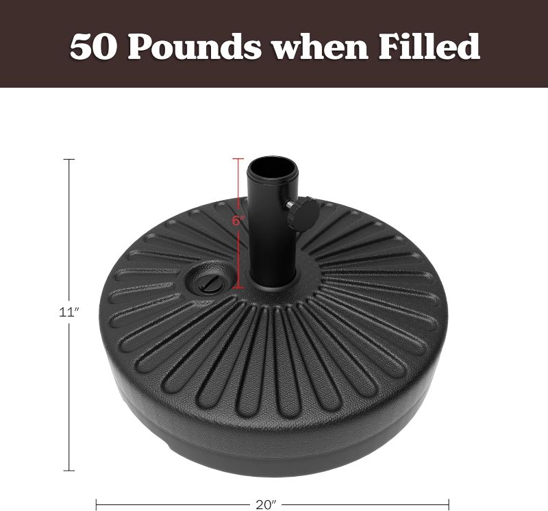 Photo 1 of Pure Garden Umbrella Stand - 50lb Fillable Freestanding Umbrella Base - Fill with Sand for Use Outdoors on Decks, Balconies, or Poolside (Black)
