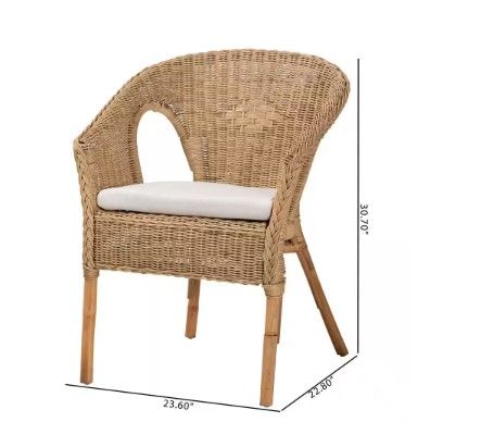 Photo 1 of bali & pari Abbey Modern Bohemian Natural Rattan Dining Chair