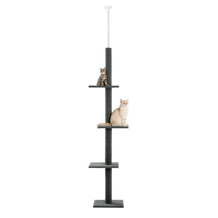 Photo 1 of PAWZ Road 90-107 Floor to Ceiling Cat Tree Tower 4 Tier Tall Cat Climbing Posts Adjustable Gray
